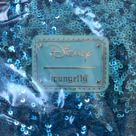 LOUNGEFLY Disney Dumbo sequin mini backpack blue hues iconic fun casual NWT - Picture 3 of 7